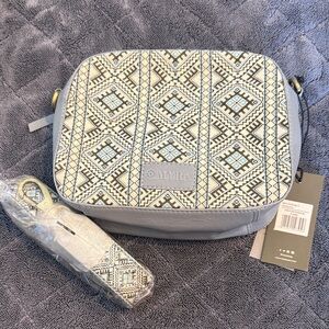Myra Bag Blue and Cream Geometric Crossbody